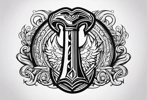 Valhalla sword shield axe fire tattoo idea