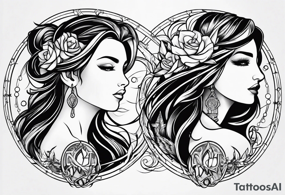 Virgo and Sagittarius zodiac signs blended together tattoo idea