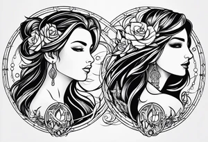 Virgo and Sagittarius zodiac signs blended together tattoo idea