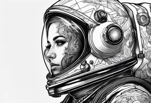 astronaut with a skelletal face tattoo idea