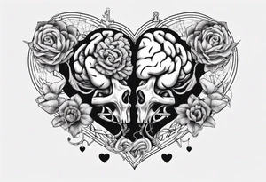 Heart and brain anchored tattoo idea