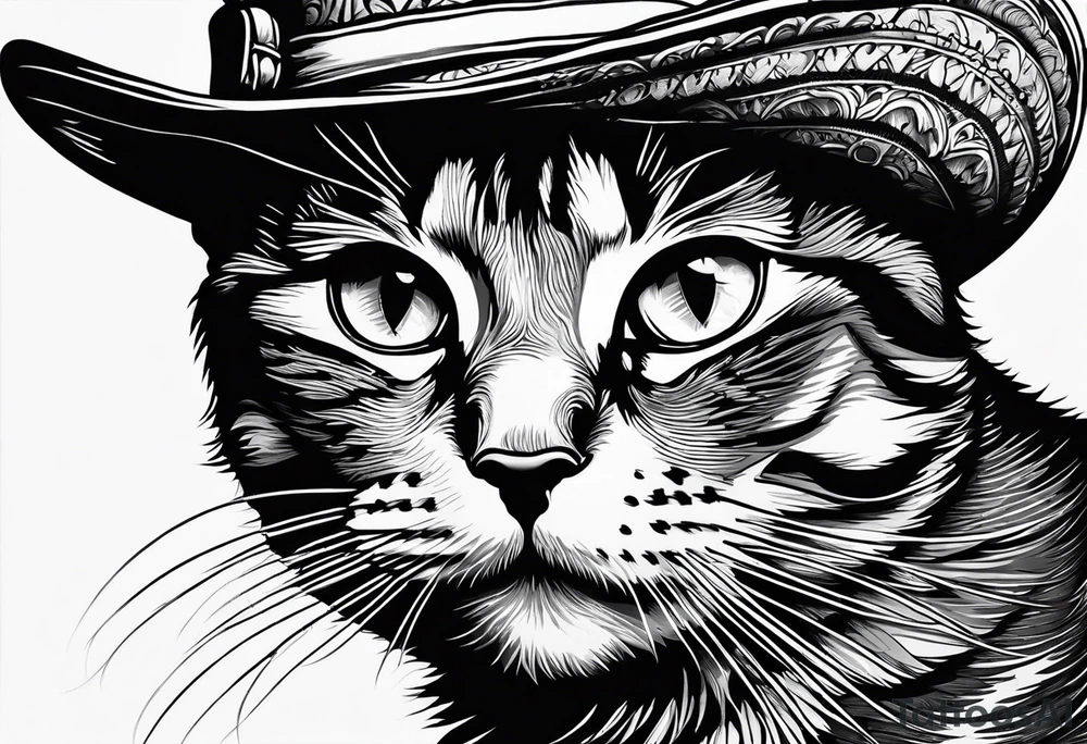 cat with a hat tattoo idea