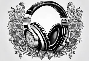 money dollars with headphones with microphone tattoo idea