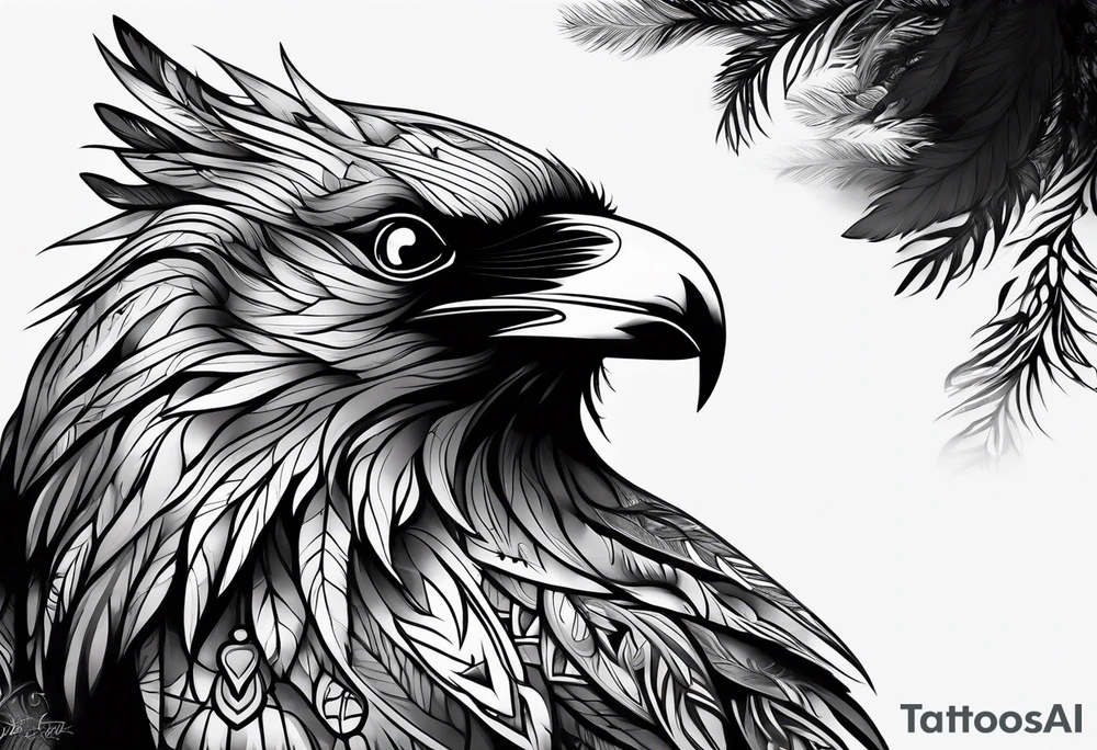 Raven wolf tattoo idea