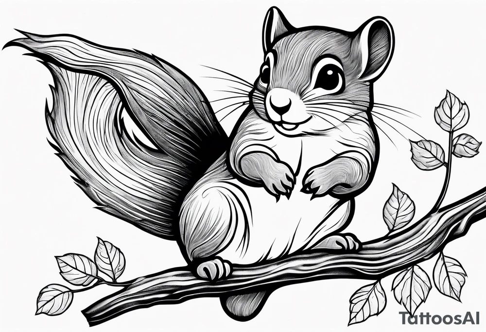 Flying squirrel carrying acorn in his hands tattoo idea