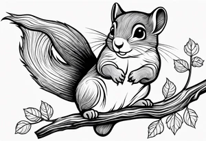 Flying squirrel carrying acorn in his hands tattoo idea