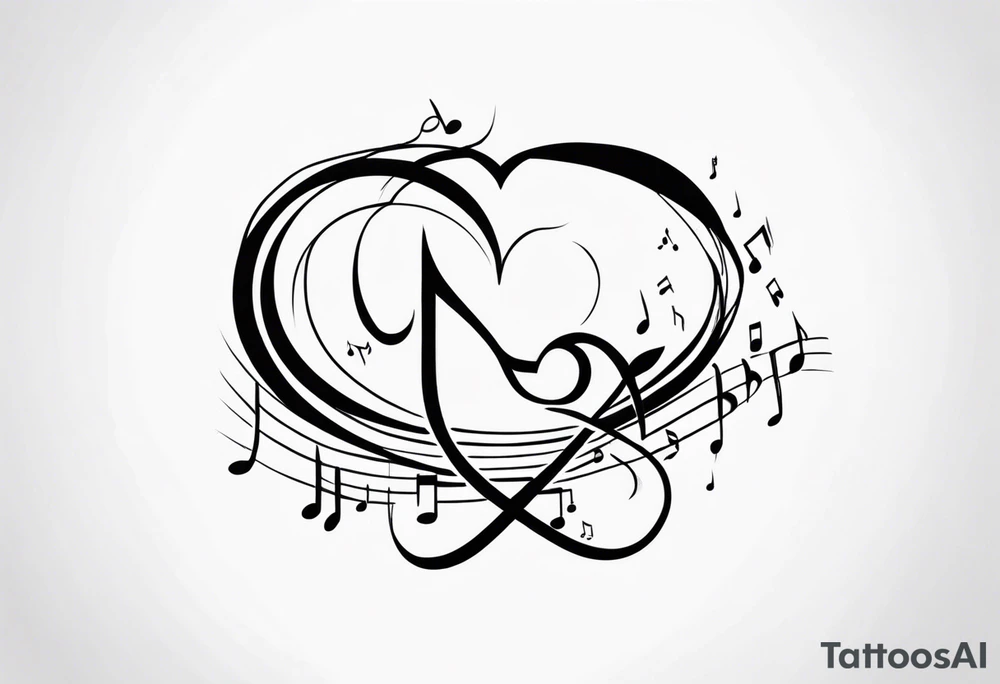 Music heartbeat love infinity tattoo idea