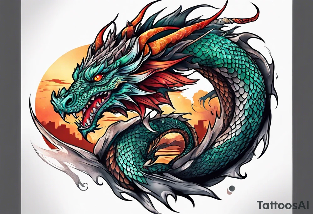 Dragon thigh tattoo tattoo idea