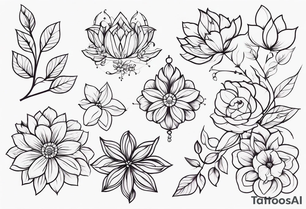 ornaments of flowers tattoo idea
