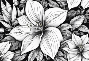 More leafs and stalk with little Platycodon grandiflorus flowers tattoo idea