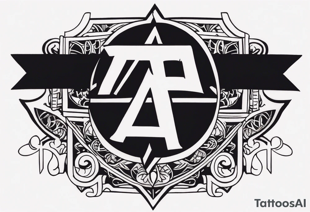 the letters A R in the middle of a ninja headband tattoo idea