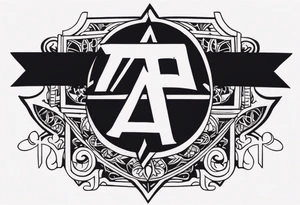 the letters A R in the middle of a ninja headband tattoo idea