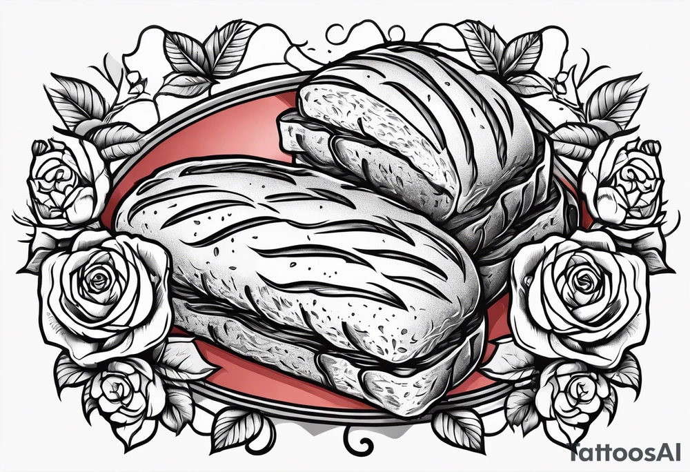 Bread surrounded by roses tattoo idea