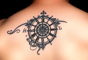 vintage roman numerals within ornate clockwork mechanism tattoo idea