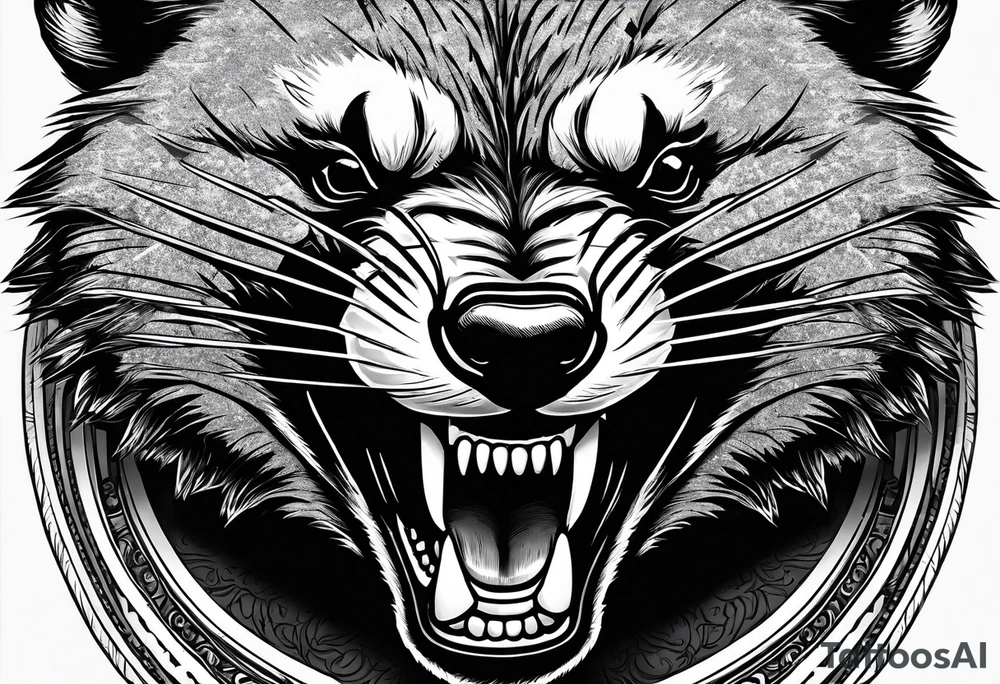 Draw me badger/wolverine with aggressive full body show, killer face with cute smile, very long nails and he attacks like a Turkish gladiator to enemy and also he has very deadly looking. The only weapon is his braveness he fights with his nails. tattoo idea