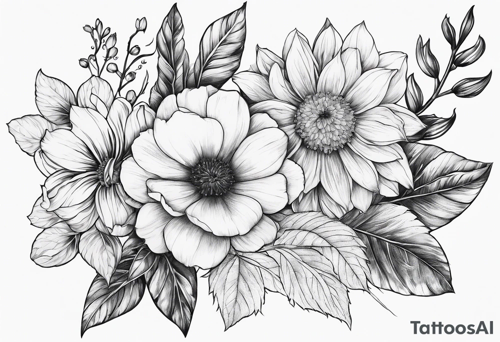 fine line  flowers tattoo idea