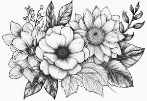 fine line  flowers tattoo idea