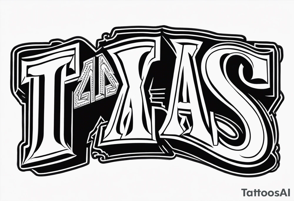 Texas Made in bubble letters tattoo idea