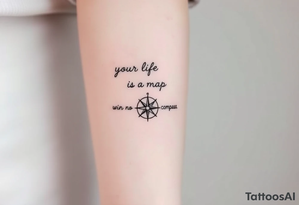 Your life is a map with no compass. With a small compass symbol tattoo idea