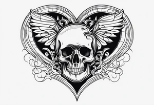 merge visceral heart and skull tattoo idea