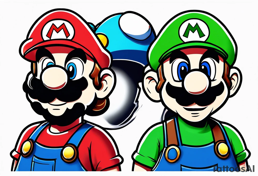 Mario and Luigi with Daft Punk masks tattoo idea