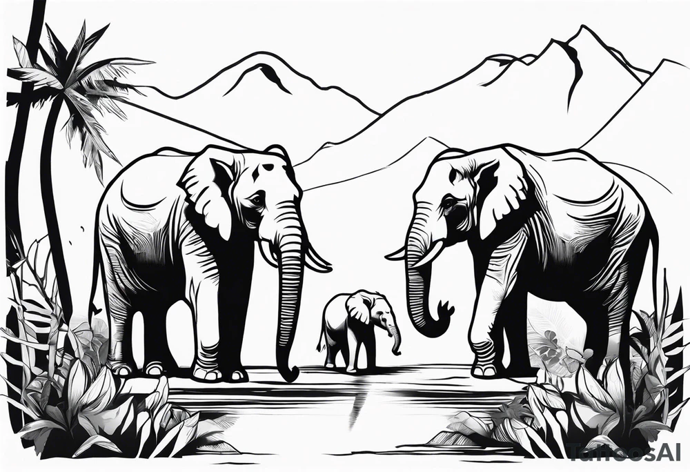 ELEPHANTS IN JUNGLE tattoo idea