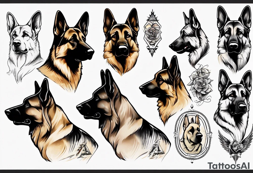 German shepherd profile tattoo idea