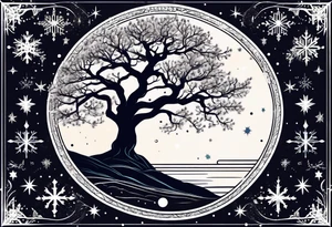Constellation, tree , snowflake tattoo idea
