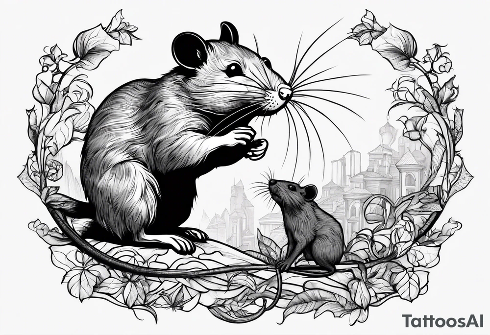 Unhinged rat in unpredictable situations tattoo idea