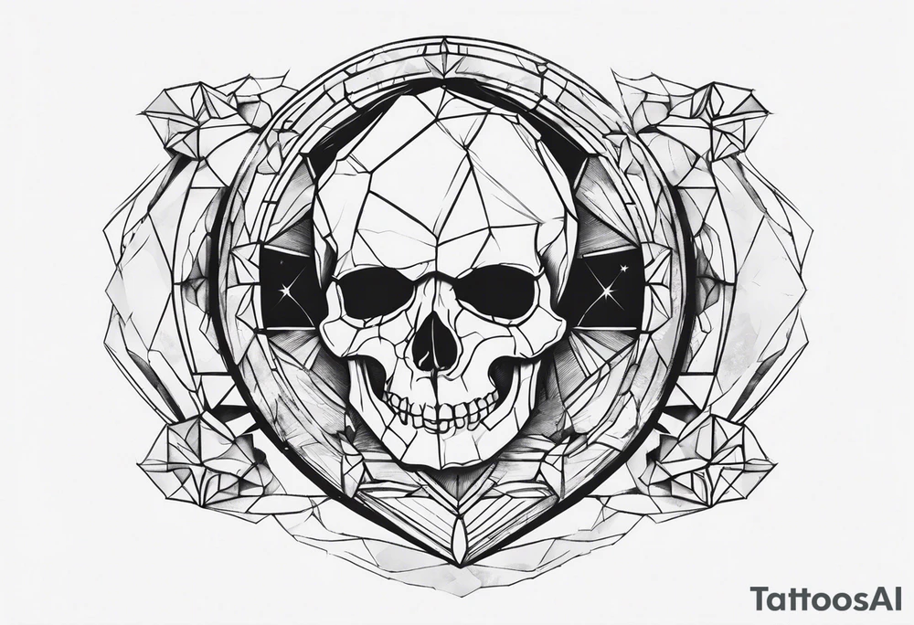 rock gemstone with skull inside tattoo idea
