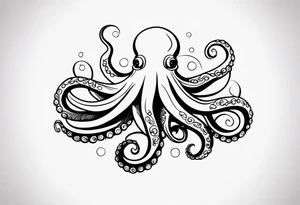 Octopus in sea view upper arm full sleeve tattoo idea