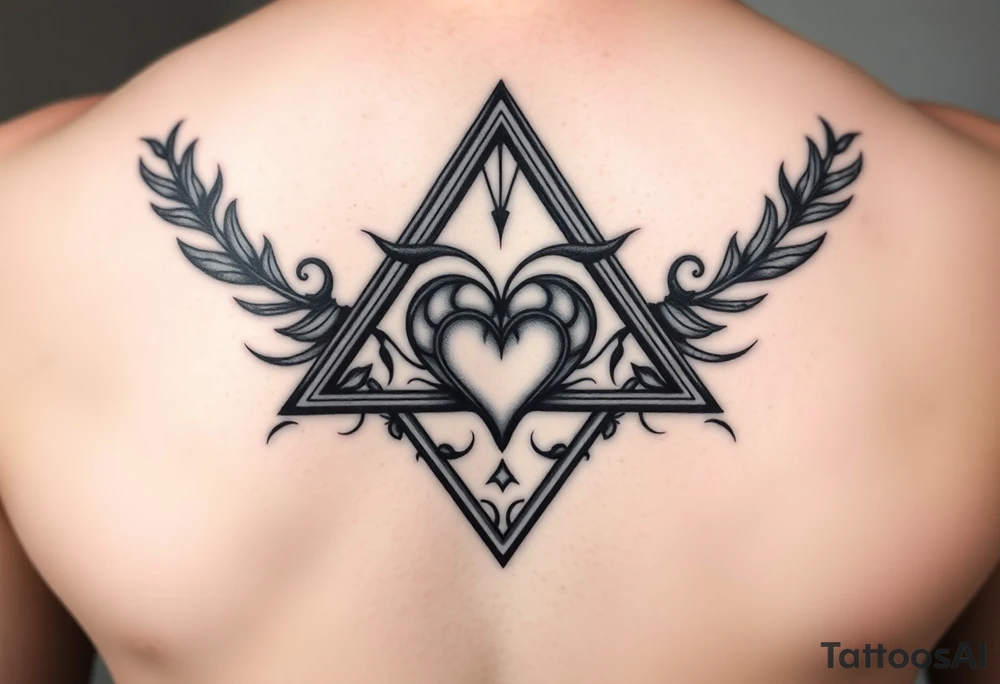 A triangle with a heart in the middle tattoo idea