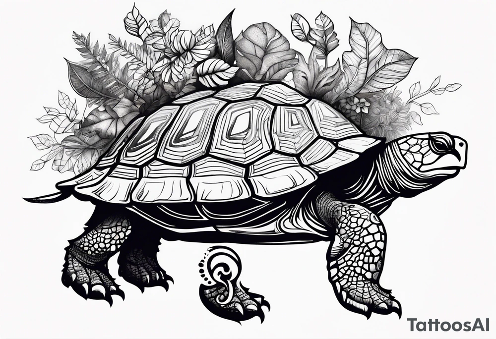 Tortoise with trees tattoo idea