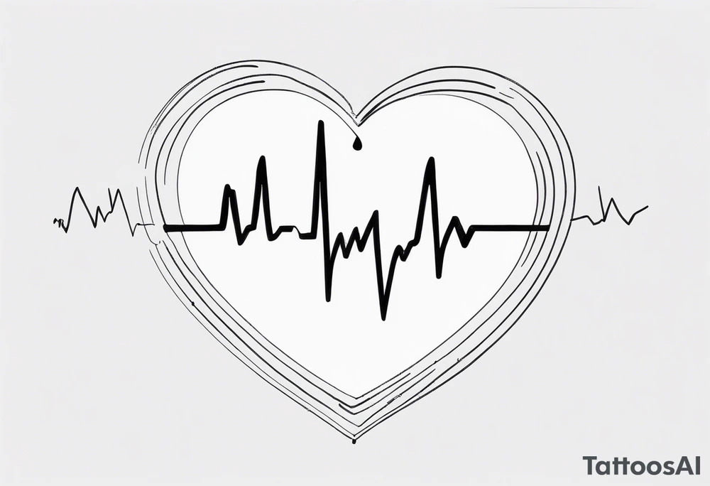 heartbeat with initials JC SS DS JC spaced out tattoo idea