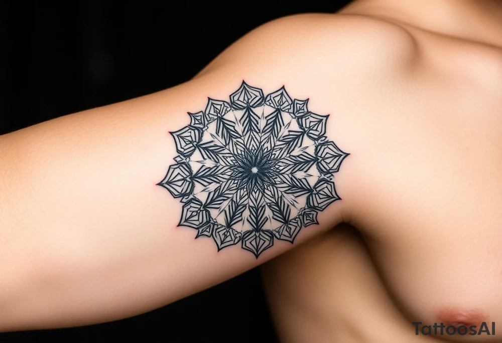 intricate mandala with sacred geometry and cosmic elements tattoo idea