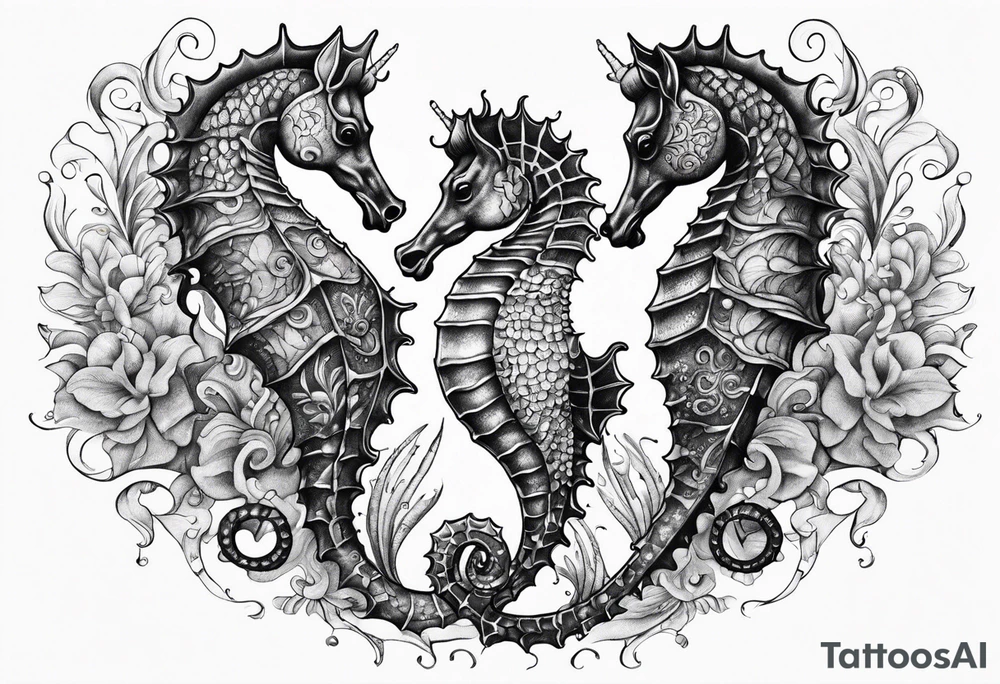 Under ocean seahorse tattoo idea