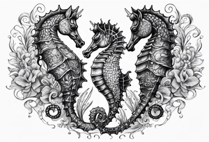 Under ocean seahorse tattoo idea