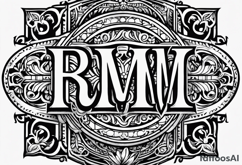 monogram tattoo using all the letters in STEVE and BREANNA in large block lettering tattoo idea