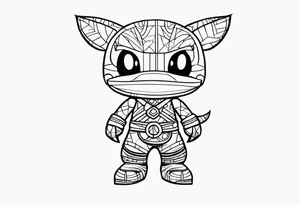 Three sackboy from "litten big planet" in a row tattoo idea