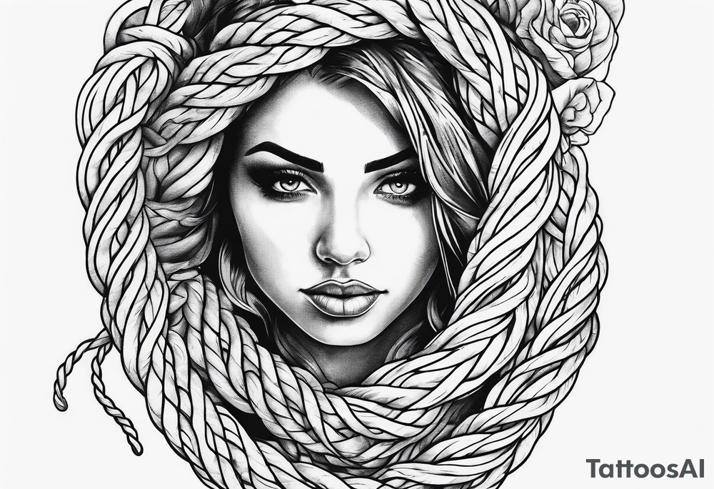 hanging rope shadow tattoo idea
