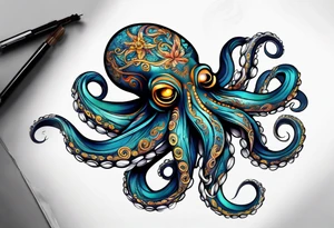 Electric octopus peacefull tattoo idea
