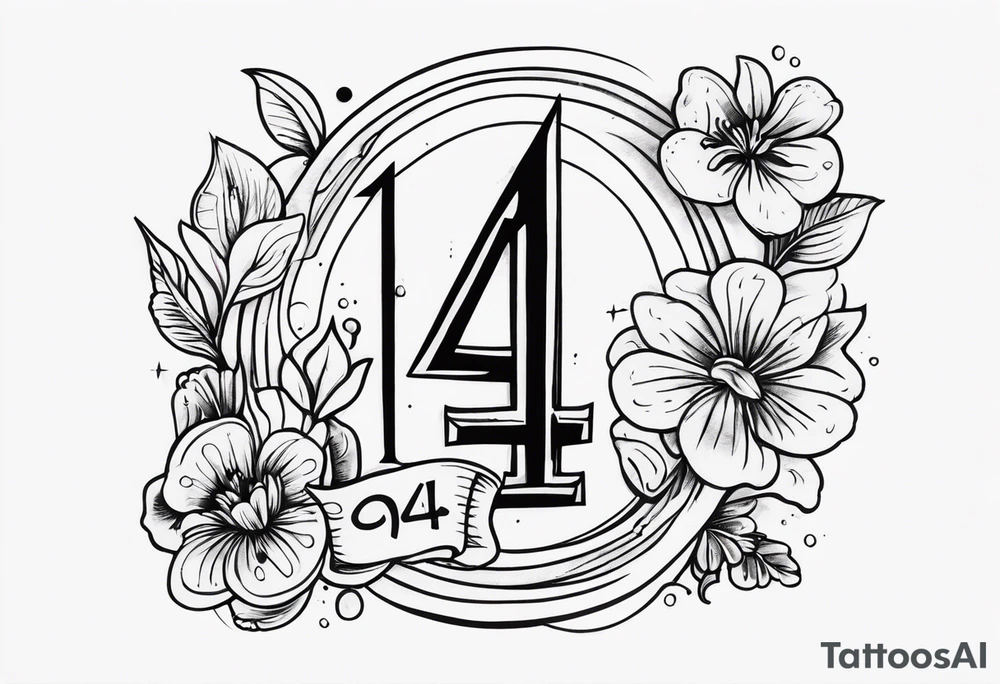 number 4 in a card tattoo idea