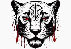 a black panthera head with blood drops from mouth tattoo idea