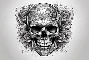 Unique tattoo design featuring a skull emerging from the skin with strap on the mouth that appears to be releasing or breaking free from its constraints. tattoo idea