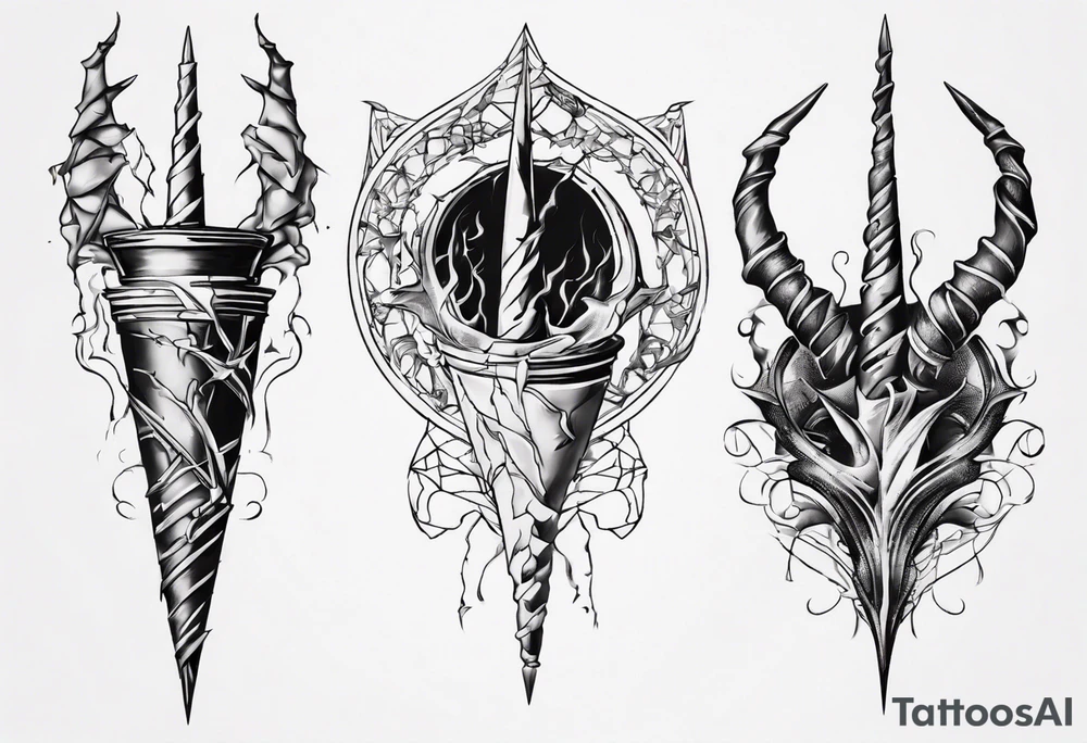 Shattered chalice unicorn horn tattoo idea