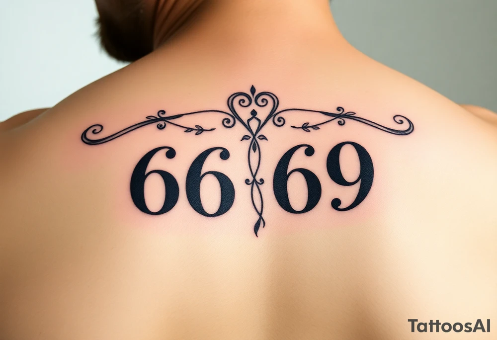 Meaningful memorial tattoo for grandparents with numbers 6669 and 9696 tattoo idea