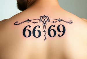 Meaningful memorial tattoo for grandparents with numbers 6669 and 9696 tattoo idea