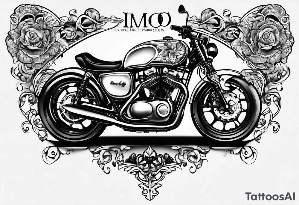 My girls name Imogen and motorbike parts tattoo idea