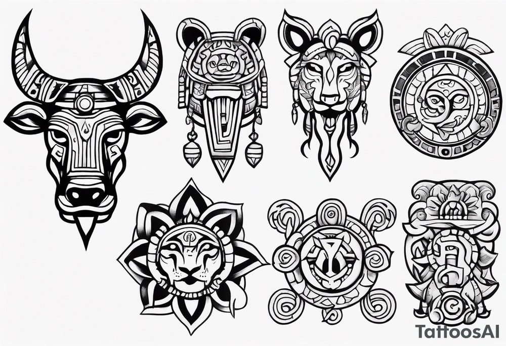 Mayan Zodiac symbols with POP on knee cap tattoo idea