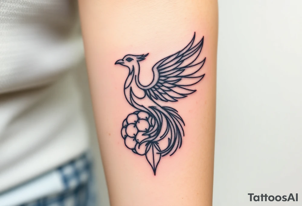 A phoenix rising out of a brain looking powerful tattoo idea